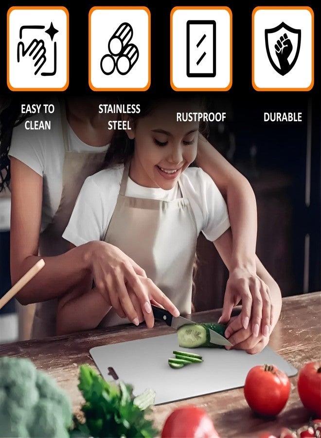 JD FRESH 304 Stainless Steel Medium Chopping Board/Home Use Cutting Board/Non Slip/Chopping Board for Kitchen/Vegetable Cutting Board/Kitchen Cutting Boards/Vegetable Cutter Steel (31 x 21 cm) - Image 3